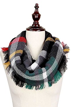 WOVEN PLAID INFINITY SCARF