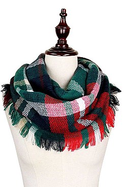 WOVEN PLAID INFINITY SCARF