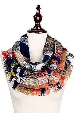 WOVEN PLAID INFINITY SCARF