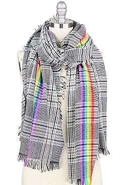 RAINBOW ACCENT GLEN CHECK SCARF