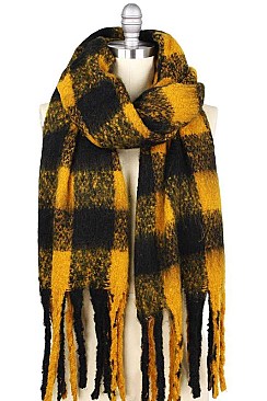 BUFFALO CHECK PUFFY WITH TASSEL SCARF