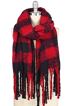 BUFFALO CHECK PUFFY WITH TASSEL SCARF