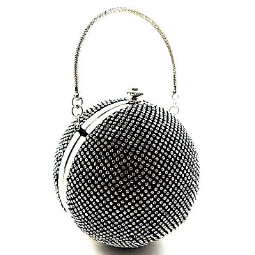 Allover Crystal Stone Ball-shaped Hard Case Clutch