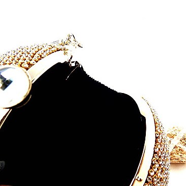 Allover Crystal Stone Ball-shaped Hard Case Clutch