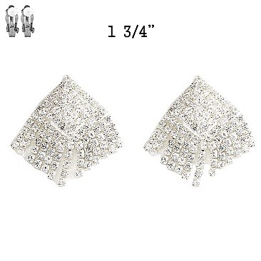 Fashionable Dangly Dia Rhinestone Clip Earrings SLECM249