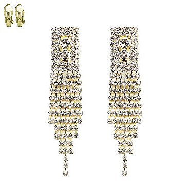 TRENDY DANGLY EVENING RHINESTONE CLIP EARRINGS SLECM256