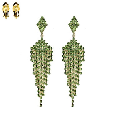 Fashionable Dangling Evening Rhinestone Clip Earring SLECM266