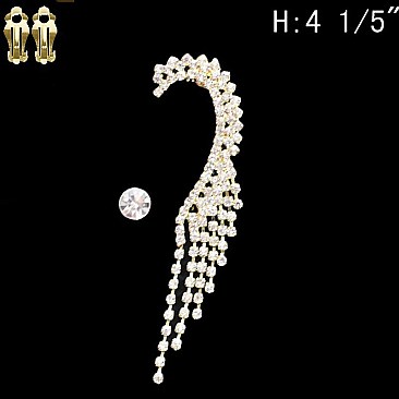 Fashionable Dangly Rhinestone Ear Cuff with Stone Stud SLECM689