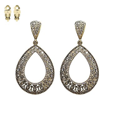 STONE OVAL CLIP EARRINGS