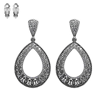 STONE OVAL CLIP EARRINGS