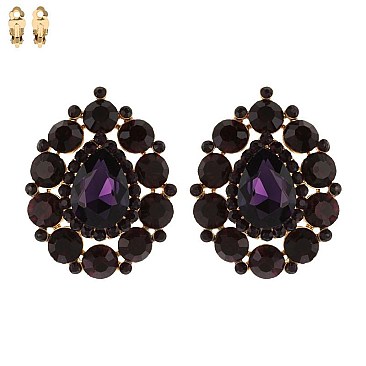 RHINESTONE STUDDED CLIP EARRINGS