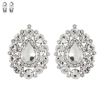 RHINESTONE STUDDED CLIP EARRINGS