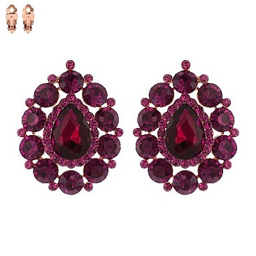 RHINESTONE STUDDED CLIP EARRINGS