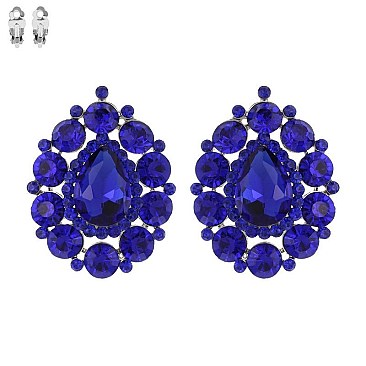 RHINESTONE STUDDED CLIP EARRINGS