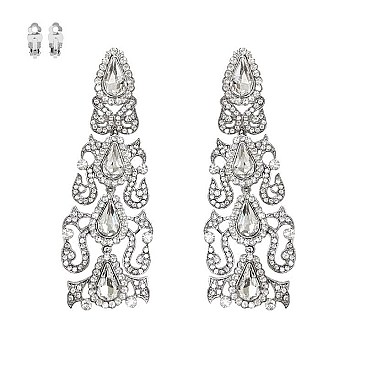 GEM STONES DROP CLIP EARRINGS
