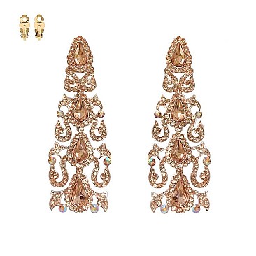 GEM STONES DROP CLIP EARRINGS
