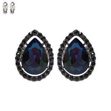 TEARDROP PAVE CLIP EARRING