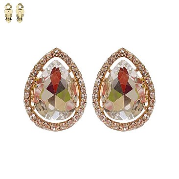 TEARDROP PAVE CLIP EARRING