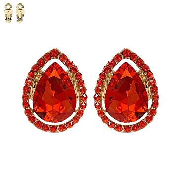 TEARDROP PAVE CLIP EARRING