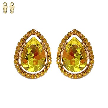 TEARDROP PAVE CLIP EARRING