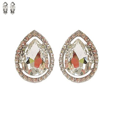 TEARDROP PAVE CLIP EARRING