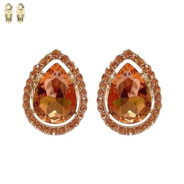 TEARDROP PAVE CLIP EARRING