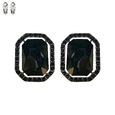 RECTANGLE PAVE CLIP EARRINGS
