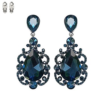 CHANDELIER STONE CLIP EARRINGS