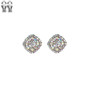 TRENDY RAB SQUARE STONE CLIP EARRINGS SLECQ2