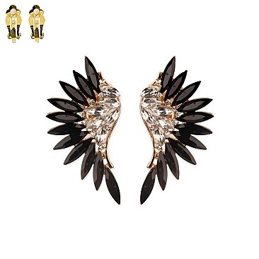 MARQUISE CRYSTAL ANGEL WING CLIP EARRINGS