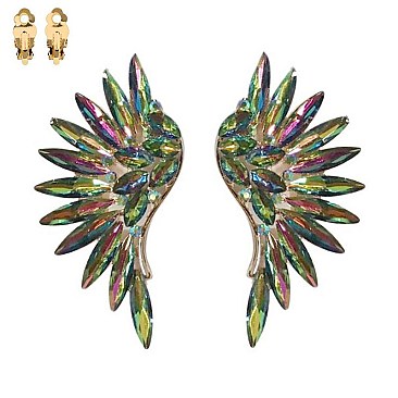 MARQUISE CRYSTAL ANGEL WING CLIP EARRINGS