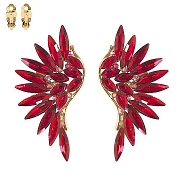 MARQUISE CRYSTAL ANGEL WING CLIP EARRINGS