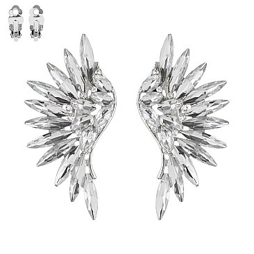 MARQUISE CRYSTAL ANGEL WING CLIP EARRINGS