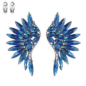 MARQUISE CRYSTAL ANGEL WING CLIP EARRINGS