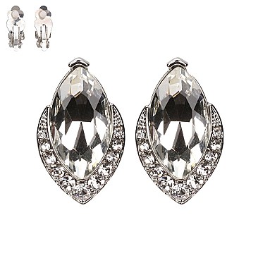 CLIP MARQUIES SHAPED STONE EARRING