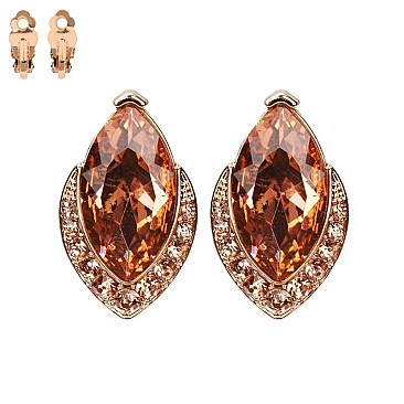 CLIP MARQUIES SHAPED STONE EARRING