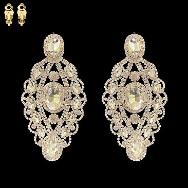 RHINESTONE VICTORIAN STYLE CLIP EARRINGS