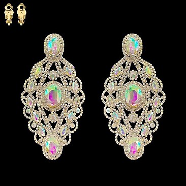 RHINESTONE VICTORIAN STYLE CLIP EARRINGS