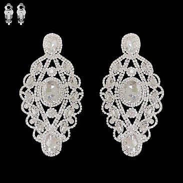 RHINESTONE VICTORIAN STYLE CLIP EARRINGS