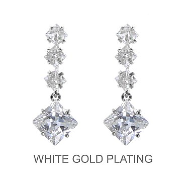 DANGLY PLATED POST CZ EARRING