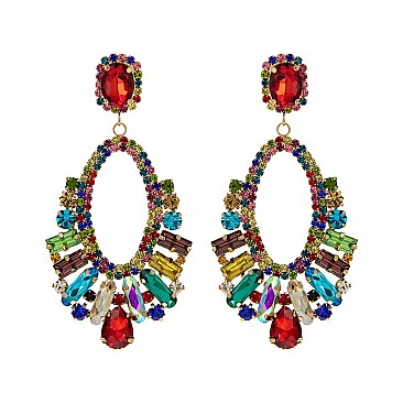 STYLISH RHINESTONE STATEMENT POST EARRINGS