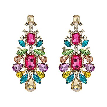 CHARMING RHINESTONE CHANDELIER STATEMENT EARRINGS