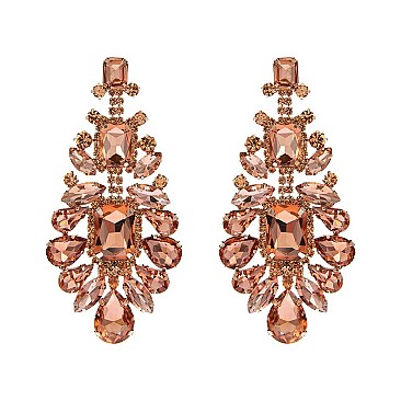 CHARMING RHINESTONE CHANDELIER STATEMENT EARRINGS