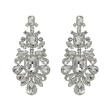 CHARMING RHINESTONE CHANDELIER STATEMENT EARRINGS