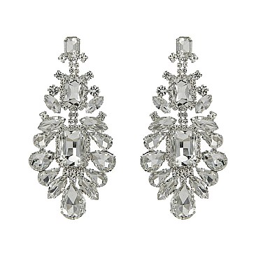 CHARMING RHINESTONE CHANDELIER STATEMENT EARRINGS