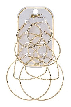 PACK OF 12 ELEGANT 4-PAIR HOOP EARRING SET