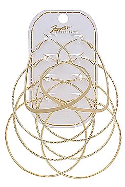 PACK OF 12 STYLISH ASSORTED COLOR 4-PAIR HOOP EARRING SET