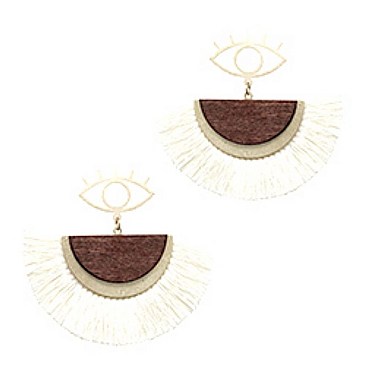 Metal Eye Thread Half Moon Earrings