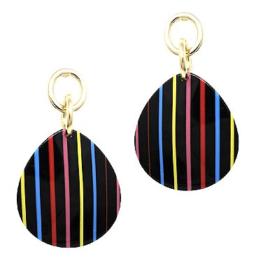 Stripe Teardrop Dangle Earring