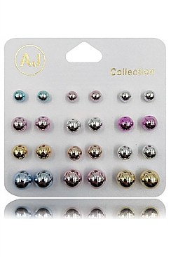 PACK OF 12 FASHION ASSORTED COLOR 12-PAIR MULTI EARRING SET